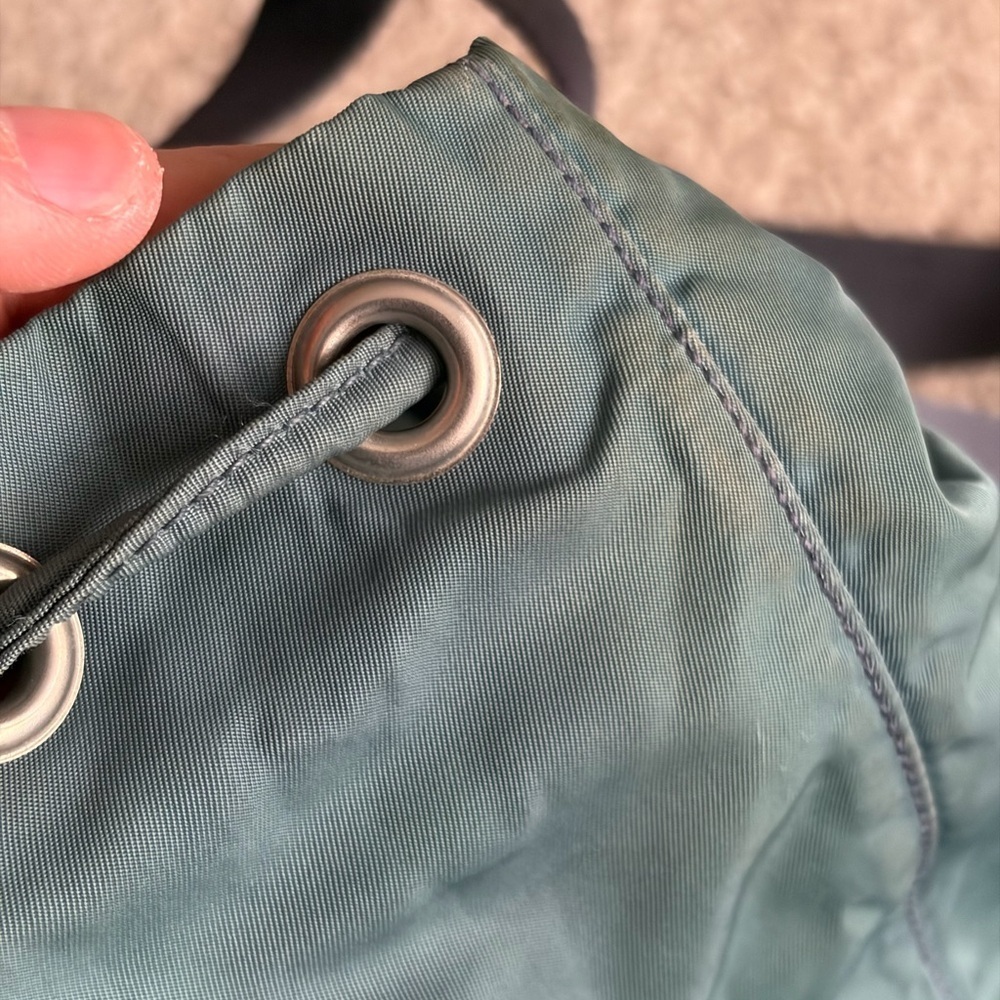Prada nylon backpack y2k 2000s in green with leather trim and silver-tone small - Picture 12 of 16
